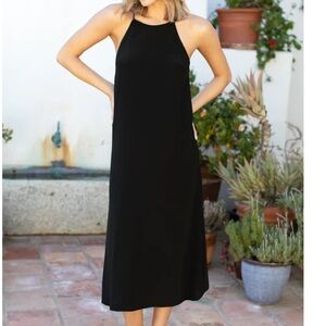 Emerson Fry High Neck Midi Dress Black SIZE S
